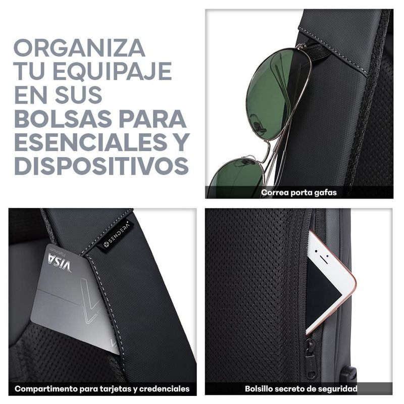 Mochila para Laptop 16.5” Antirrobo Impermeable para Viaje