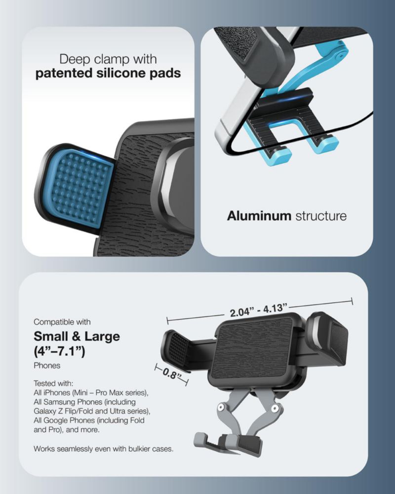 Soporte Magnético para Teléfono OEO con Abrazadera para Teléfonos de 4" a 7.1"