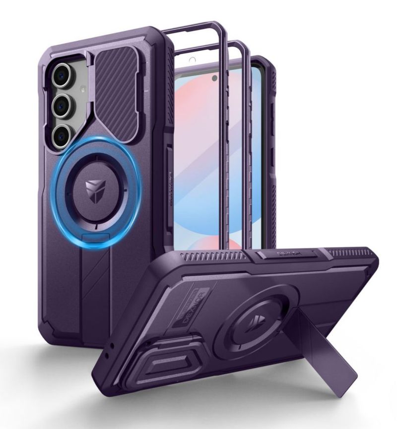Funda Dexnor para Samsung Galaxy S24 FE con funda de cámara color morado