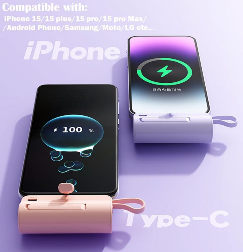 Power Bank CooLuzer Mini 5500mAh Doble USB-C Morado