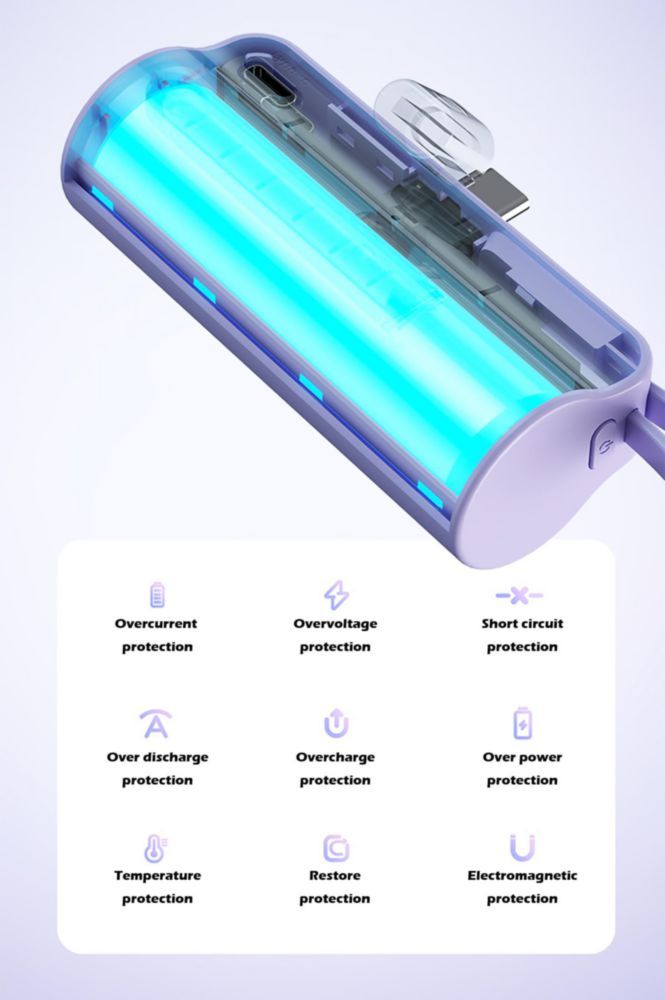 Power Bank CooLuzer Mini 5500mAh Doble USB-C Morado
