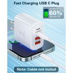 Cargador de pared USB C BECHAGE 40 W 4 puertos carga rápida paquete de 2
