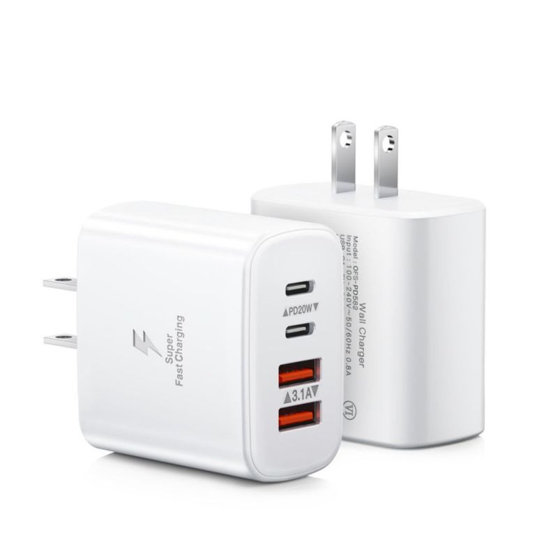 Cargador de pared USB C BECHAGE 40 W 4 puertos carga rápida paquete de 2