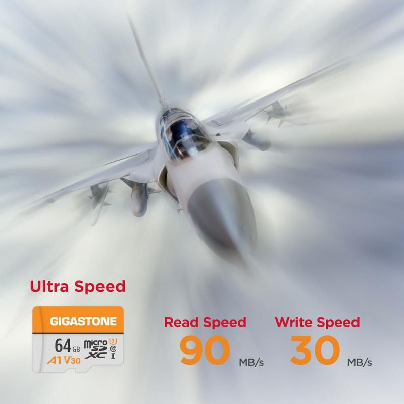 Tarjeta Micro SD Gigastone 64GB A1 V30 Paquete de 5 95MB/s