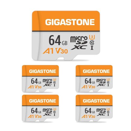Tarjeta Micro SD Gigastone 64GB A1 V30 Paquete de 5 95MB/s