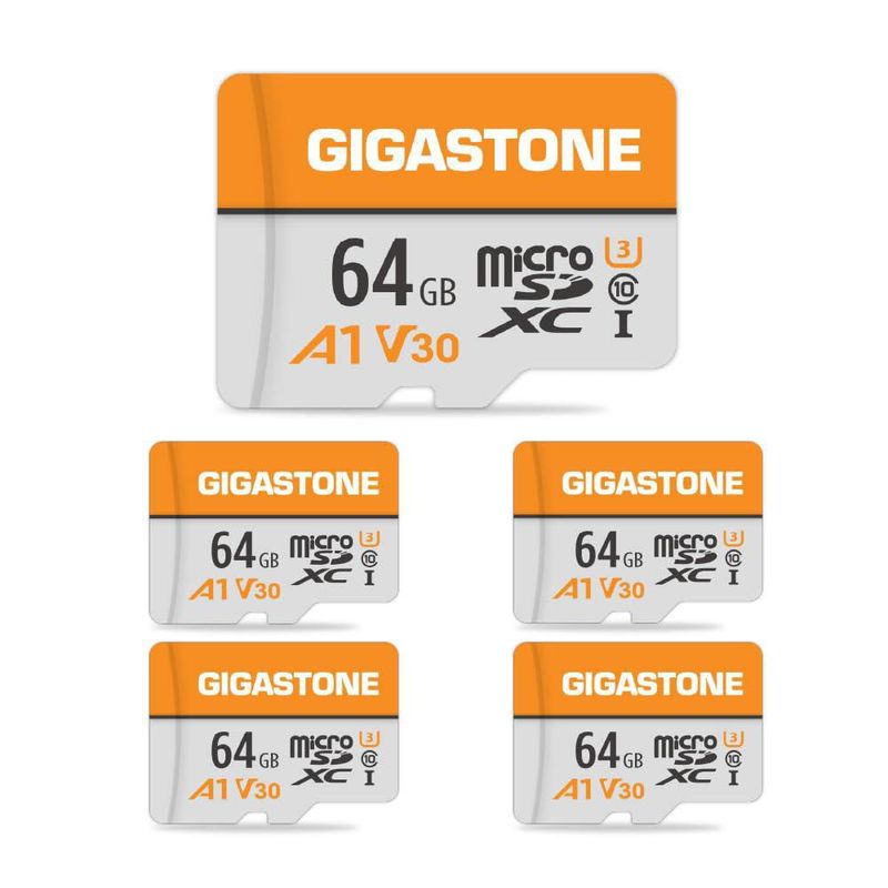 Tarjeta Micro SD Gigastone 64GB A1 V30 Paquete de 5 95MB/s