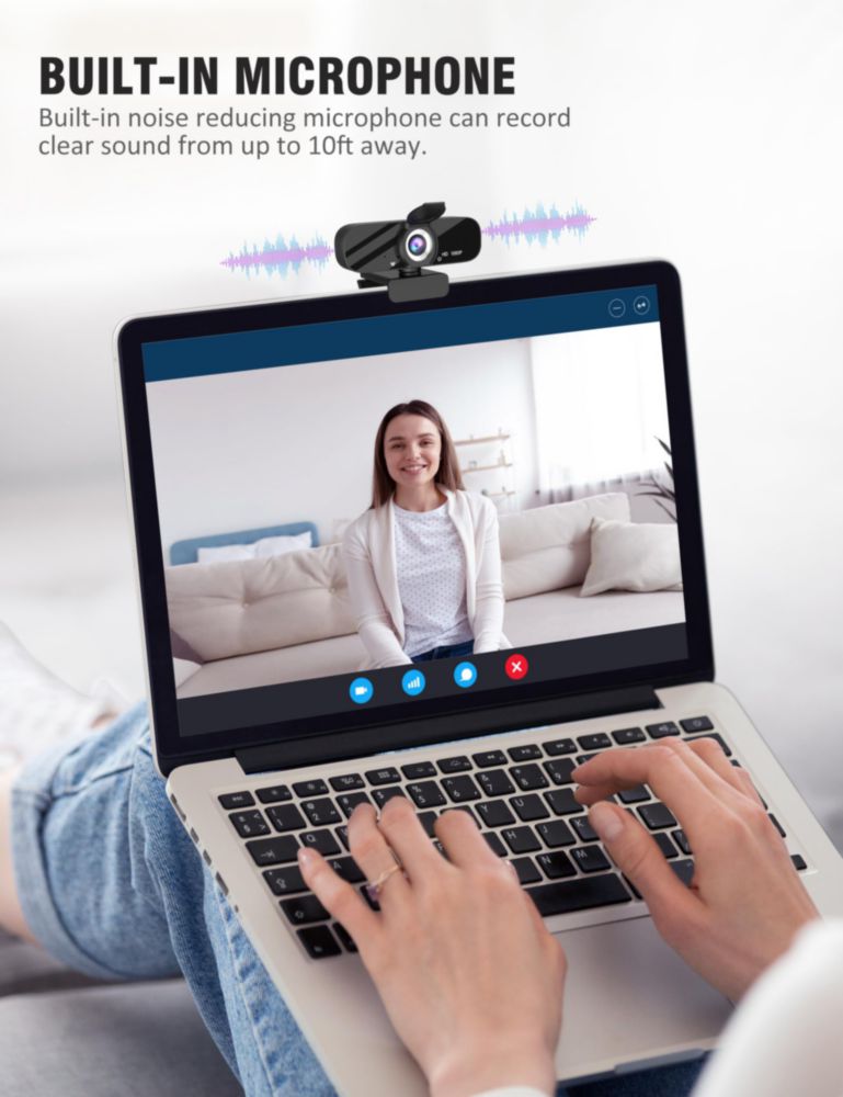 Cámara web Tewiky Full HD 1080P con micrófono y trípode