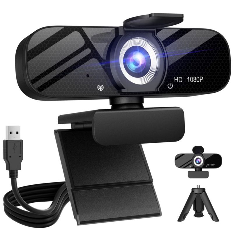 Cámara web Tewiky Full HD 1080P con micrófono y trípode
