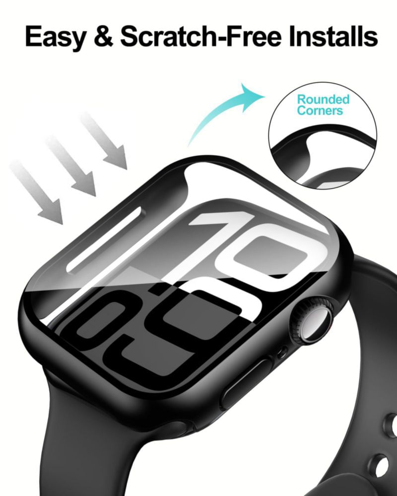 Estuche para Reloj Smiling Paquete de 2 con Vidrio Templado 46mm Negro