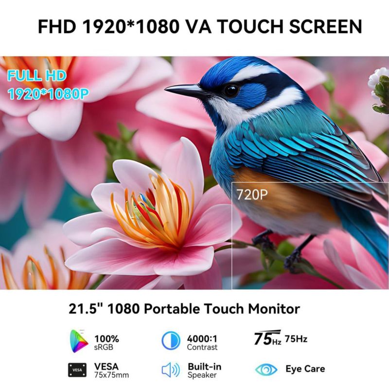 Monitor táctil Prechen 215" 1080P 75Hz HDMI USB-C