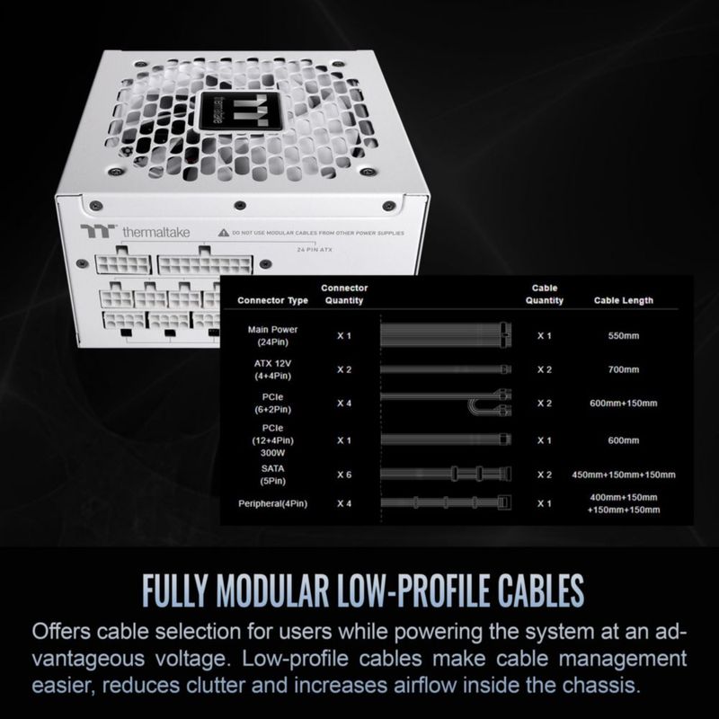 Fuente de alimentación Thermaltake Toughpower GT 850W Snow ATX 3.1