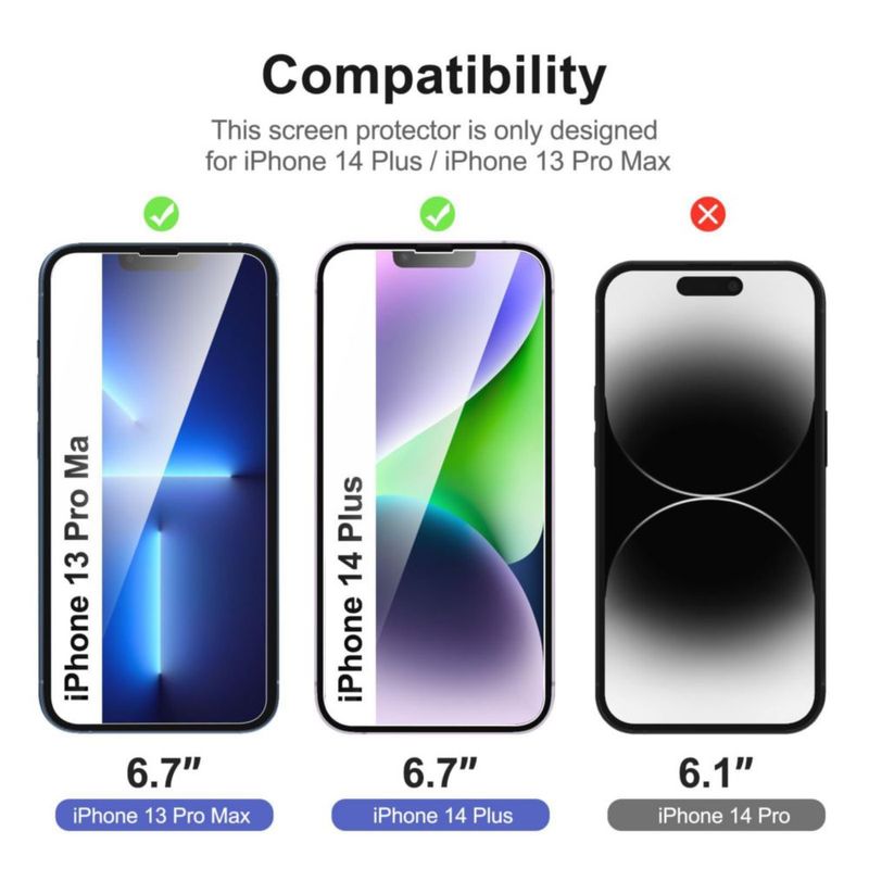 Protector de Pantalla NEW'C para iPhone 14 Plus y iPhone 13 Pro Max 6.7" Paquete de 3