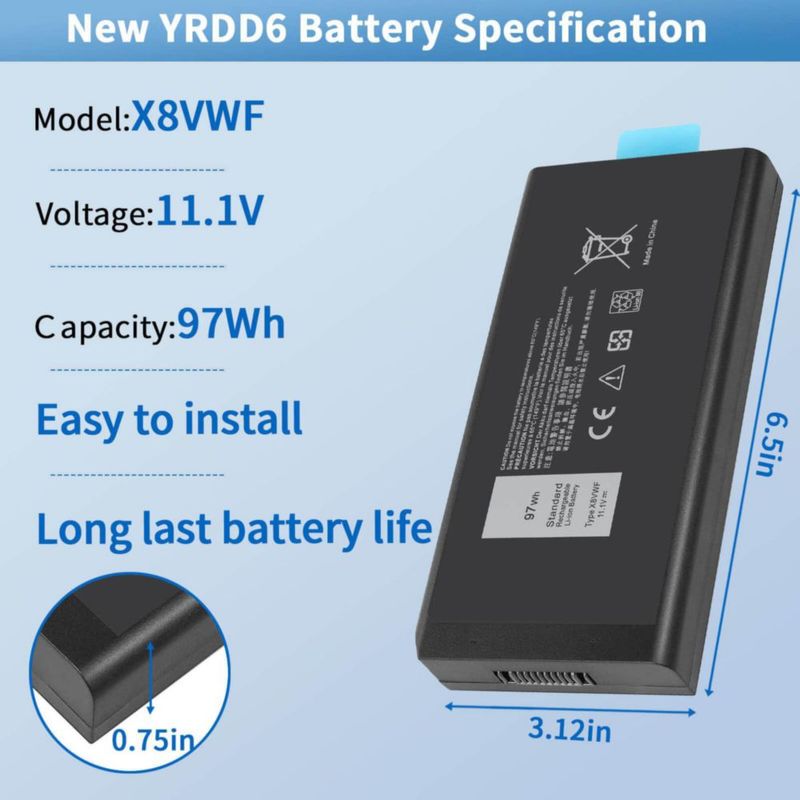 Batería King EBOYEE X8VWF 97Wh 11.1V para Dell Latitude