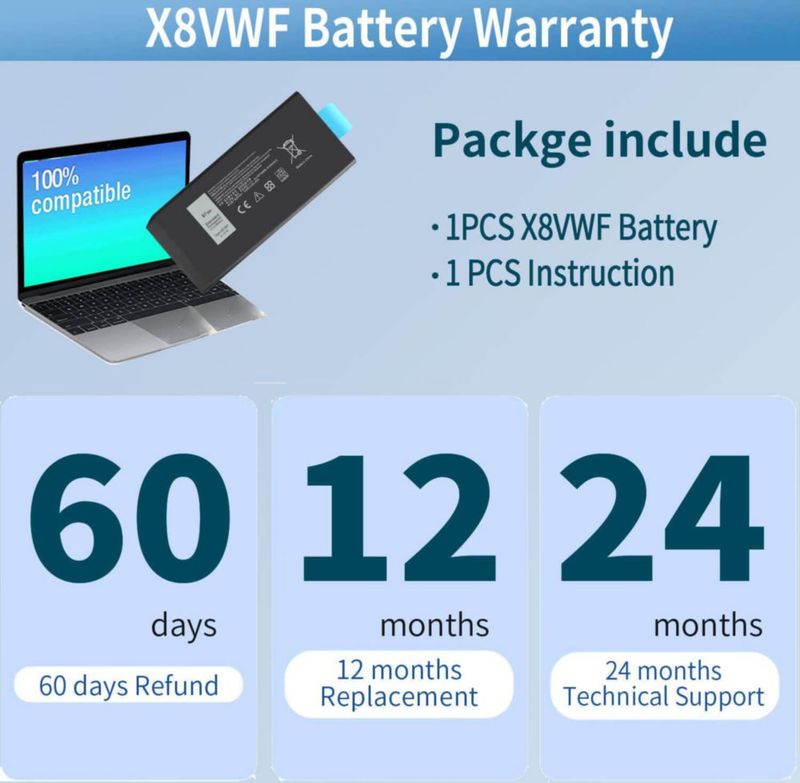 Batería King EBOYEE X8VWF 97Wh 11.1V para Dell Latitude