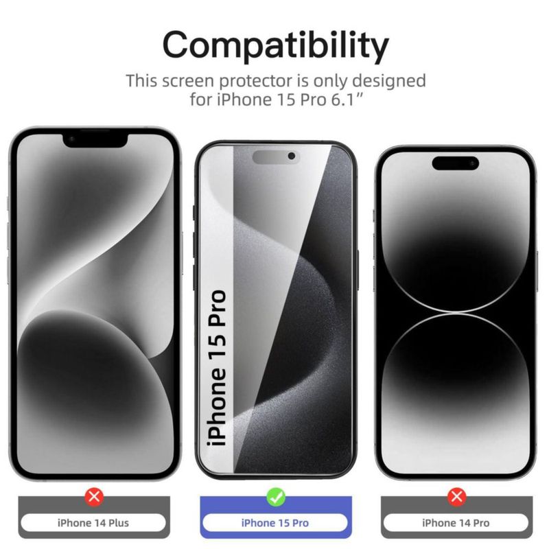 Protector de Pantalla NEW'C para iPhone 15 Pro 6.1" Privacidad Paquete de 3