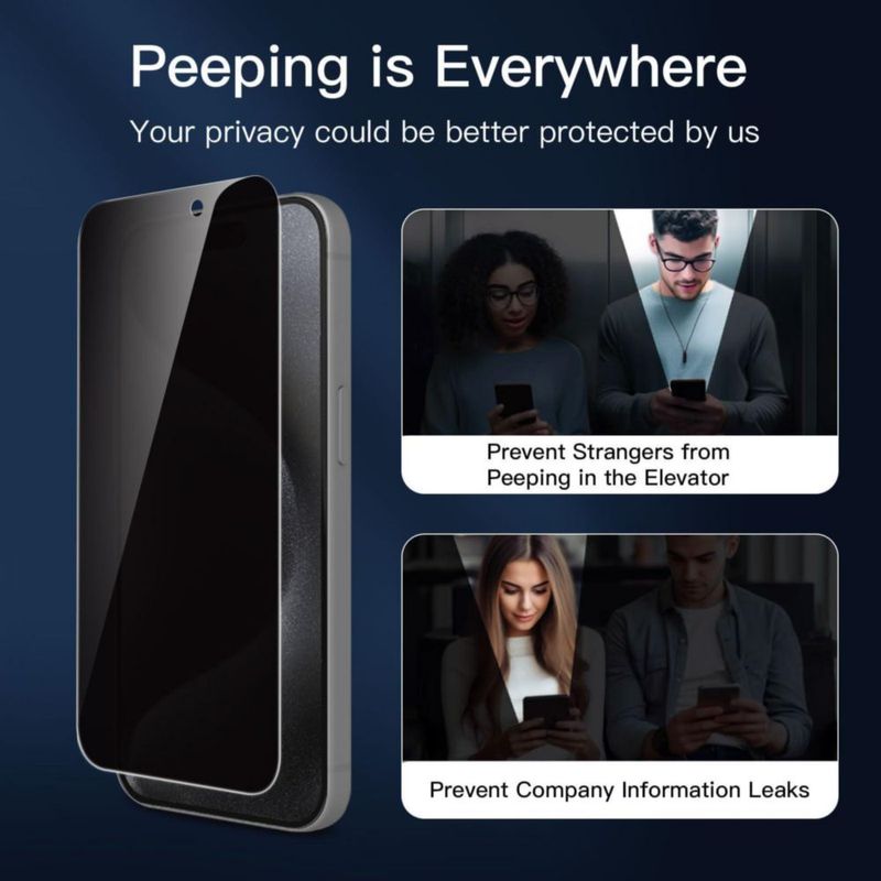 Protector de Pantalla NEW'C para iPhone 15 Pro 6.1" Privacidad Paquete de 3