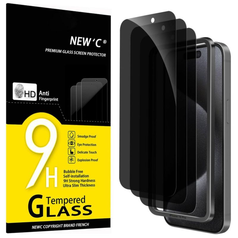 Protector de Pantalla NEW'C para iPhone 15 Pro 6.1" Privacidad Paquete de 3