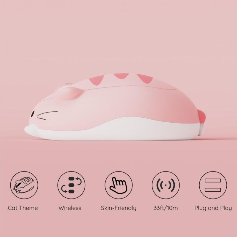 Mouse Akko Pink Angie Inalámbrico Tri-Modal Tema Gato