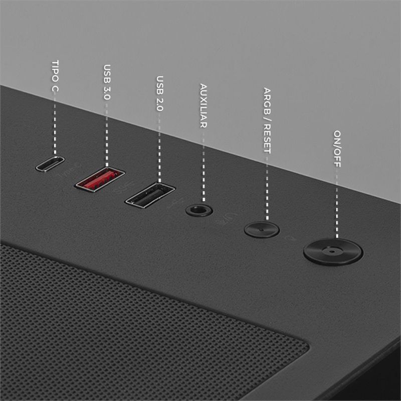 Gabinete xtreme pc tuf alliance mini torre 3 fan argb negro