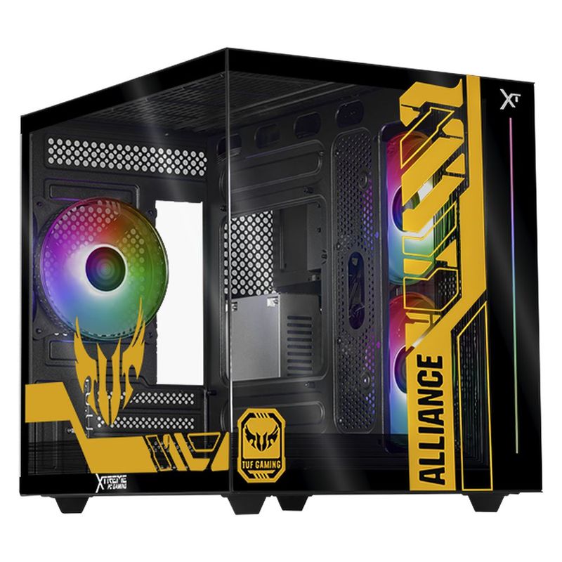 Gabinete xtreme pc tuf alliance mini torre 3 fan argb negro