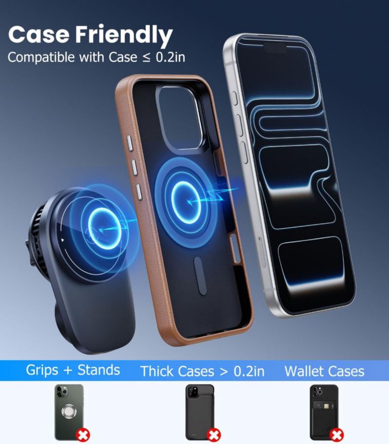 Soporte para Celular de Auto DICMKY con Ventilador de Enfriamiento Inalámbrico 15W y Luz Ambiental RGB