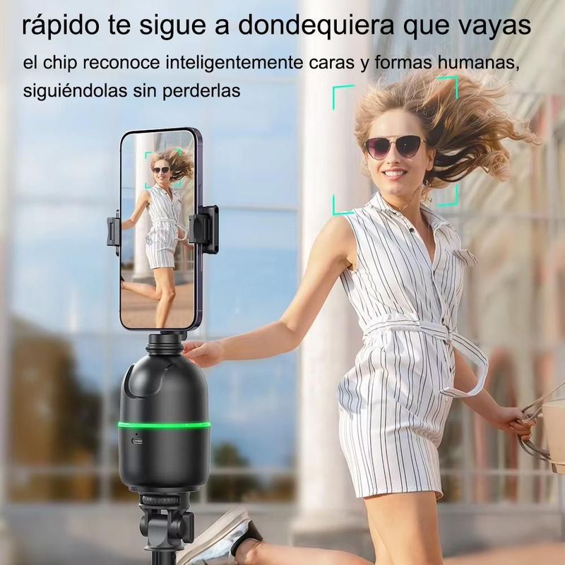 Soporte con Seguimiento Facial P03,Estabilizador Automático para Móvil,Ideal para Transmisiones en Vivo.NEGRO.HOGAWAY