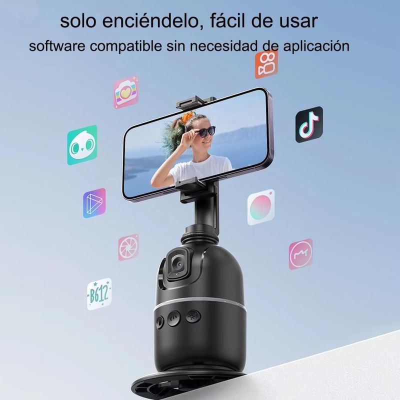 Soporte con Seguimiento Facial P03,Estabilizador Automático para Móvil,Ideal para Transmisiones en Vivo.NEGRO.HOGAWAY