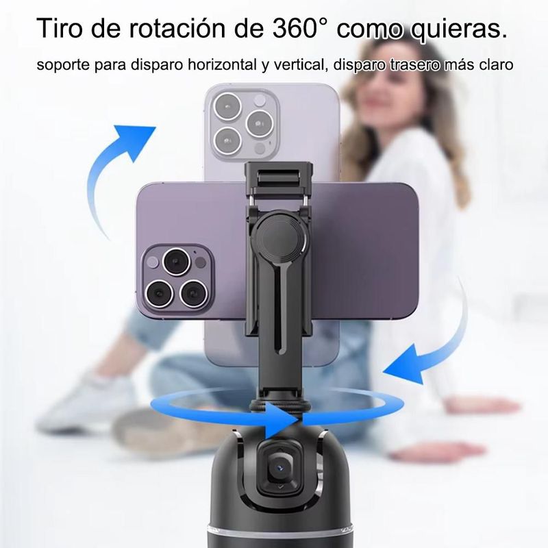 Soporte con Seguimiento Facial P03,Estabilizador Automático para Móvil,Ideal para Transmisiones en Vivo.NEGRO.HOGAWAY