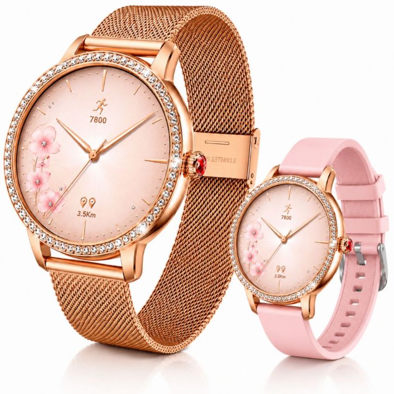 Smartwatch Futurem DW01 Dorado + Audífonos Redmi Buds 6 Play Rosa + Bocina SANAG X6S Rosa