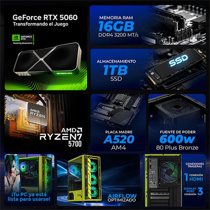 Xtreme pc rtx 5060 ryzen 7 16gb 1tb monitor 27 valerie edit
