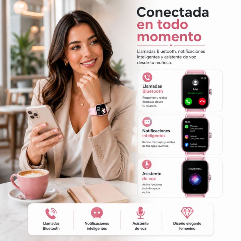 SMARTWATCH FM13 ROSA+ AUDIFONOS REDMI BUDS 6 PLAY ROSA + BOCINA SANAG X6S ROSA