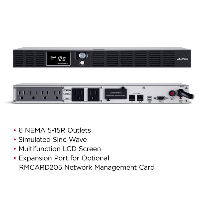 Aplicación inteligente UPS CyberPower OR500LCDRM1U LCD 500 VA/300 W 1 U