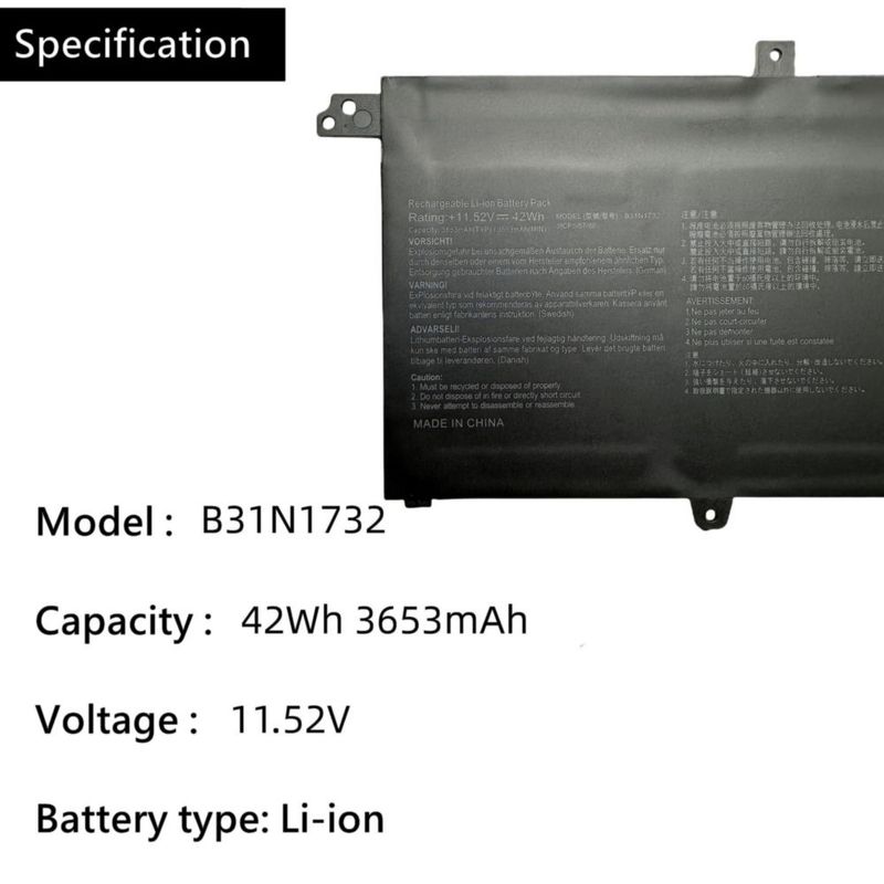 Batería de portátil HCSK B31N1732 42Wh Li‑ion