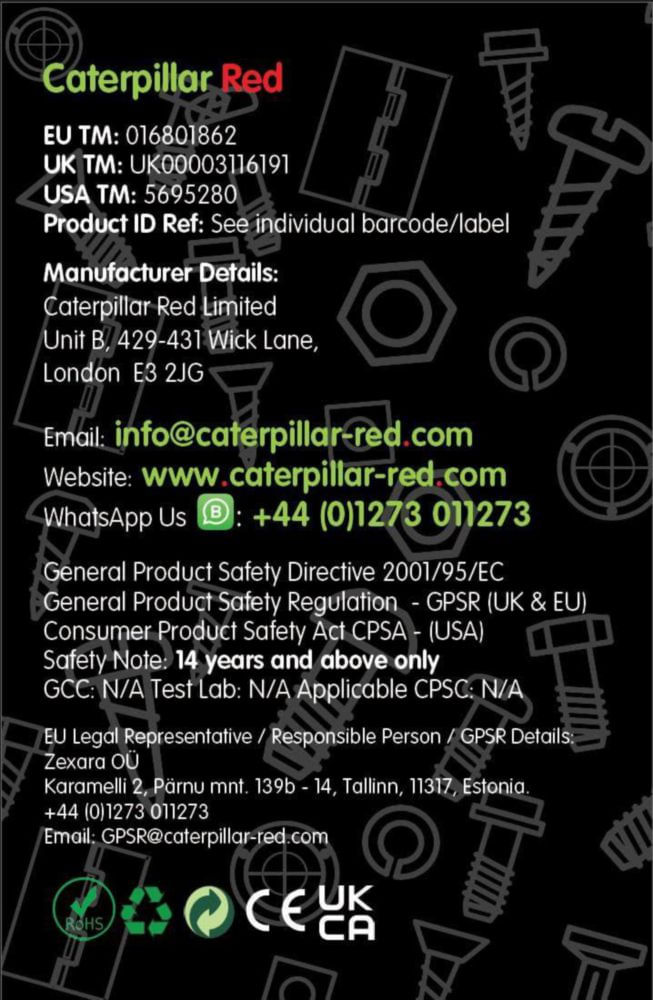 Caja de presentación magnética Caterpillar Red 10 × 5 × 3 cm – Pack de 4