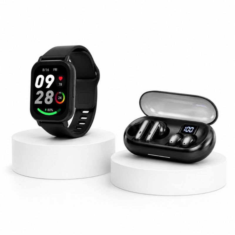 SMARTWATCH XIAOMI REDMI WATCH 5 ACTIVE NEGRO CON AUDIFONOS HH T-55 DOBLE NEGRO