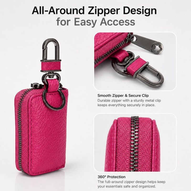 Llavero Luckybay de Cuero Caramelo con Bolsa con Cremallera