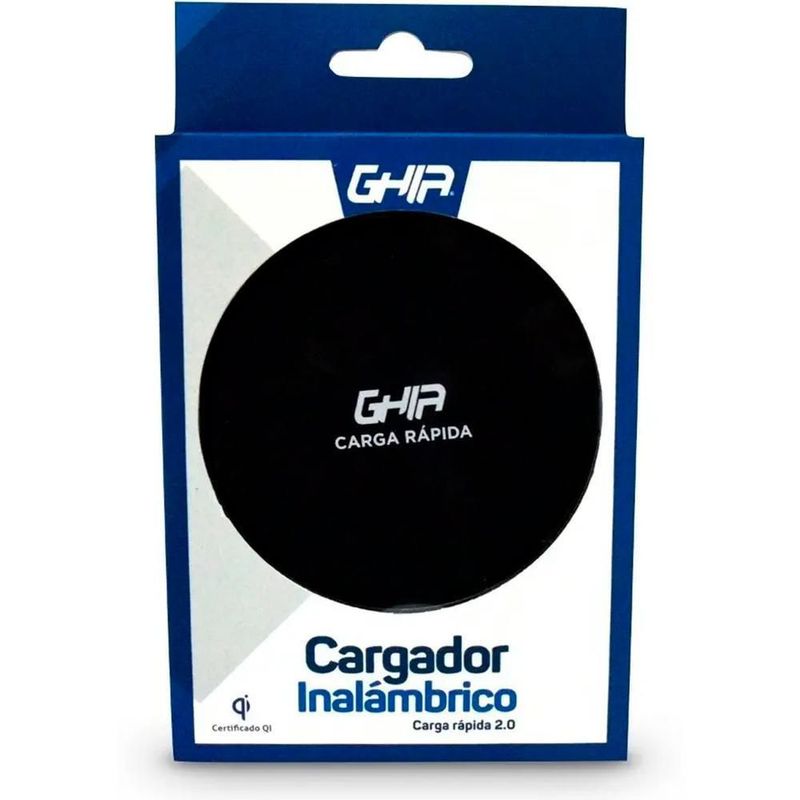 Cargador inalámbrico ghia qi qc2.0 carga rapida 10w ac-6882