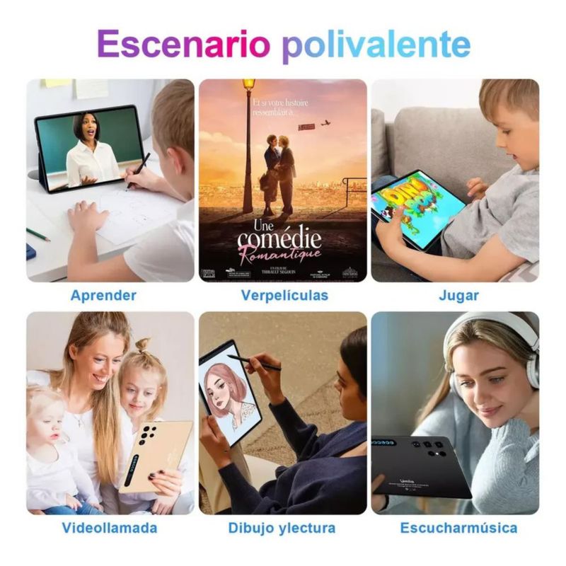 Tablet Umiio S25 Ultra 12GB RAM 128GB Dorado + Teclado + Mouse + Lápiz Óptico + Funda +Colores + Plumones