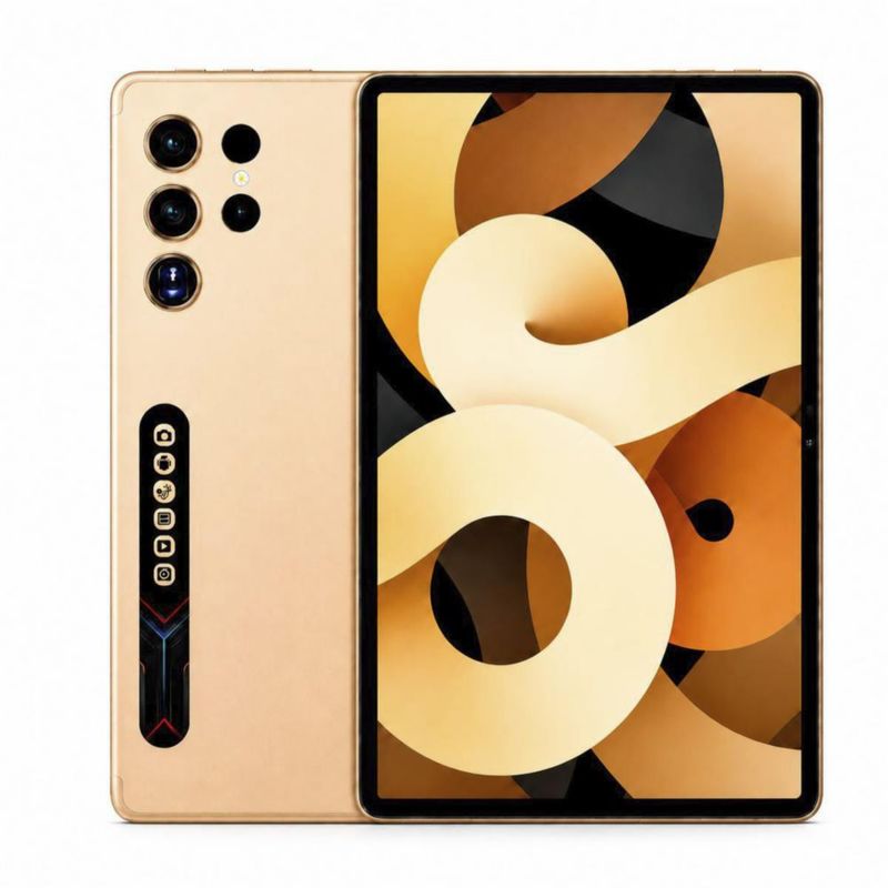 Combo 2 Tablet Umiio S25 Ultra 12GB RAM 128GB Dorado y Gris con Teclado + Mouse + Lápiz Óptico + Funda