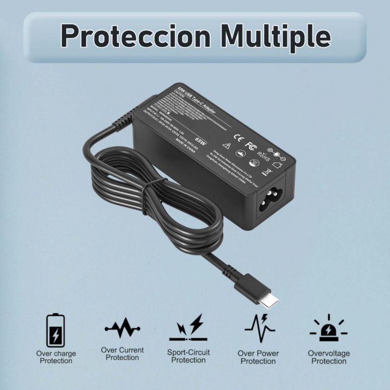 Cargador de portátil LARYLAE 65W USB‑C para Dell 13/14/16
