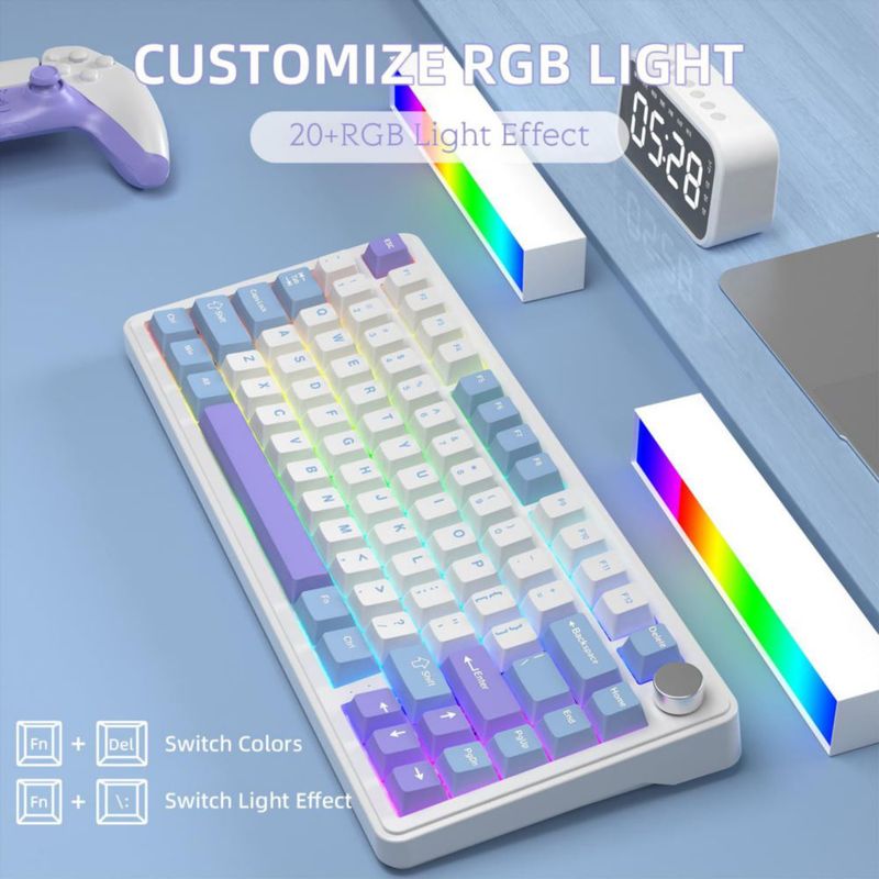 Teclado Yindiao X85 Inalámbrico TKL de 82 teclas RGB Hot‑Swap