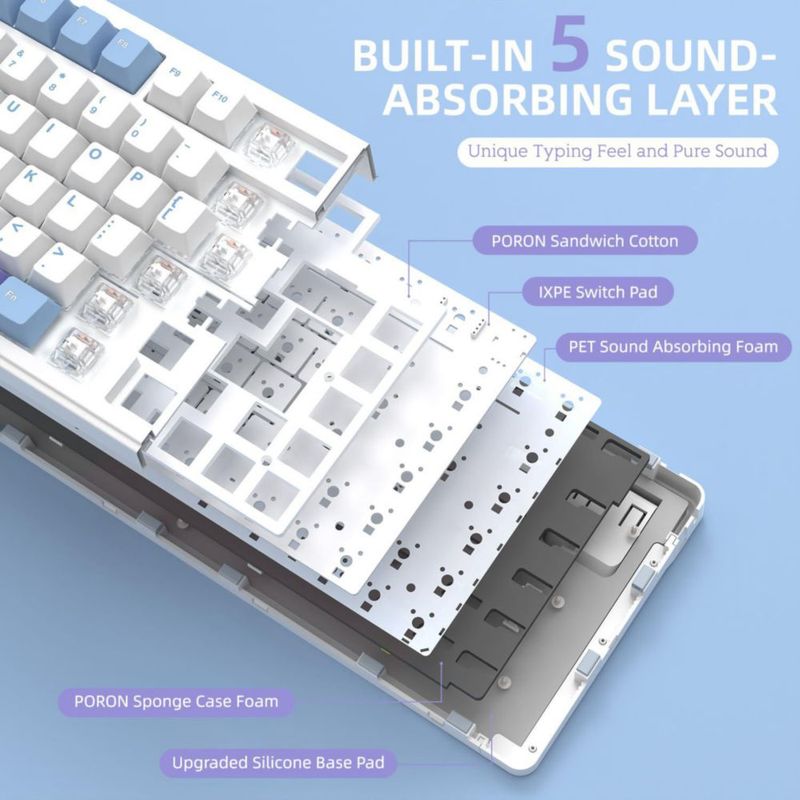 Teclado Yindiao X85 Inalámbrico TKL de 82 teclas RGB Hot‑Swap