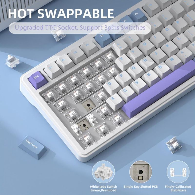 Teclado Yindiao X85 Inalámbrico TKL de 82 teclas RGB Hot‑Swap