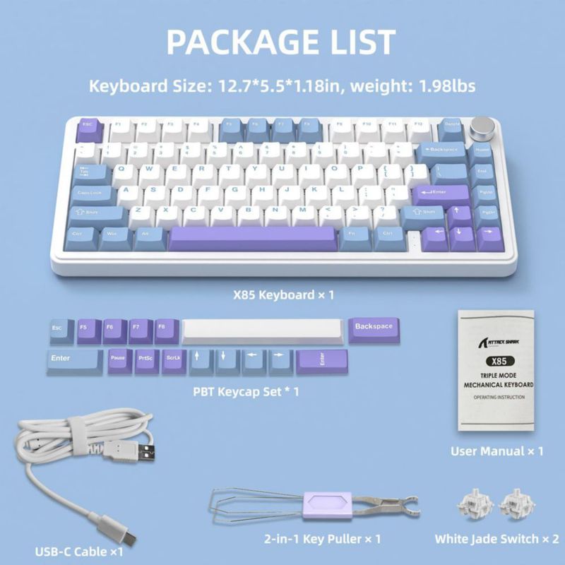 Teclado Yindiao X85 Inalámbrico TKL de 82 teclas RGB Hot‑Swap