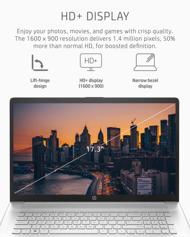 Notebook HP 17 Ryzen 3 5300U 4GB 256GB SSD 17.3" HD+