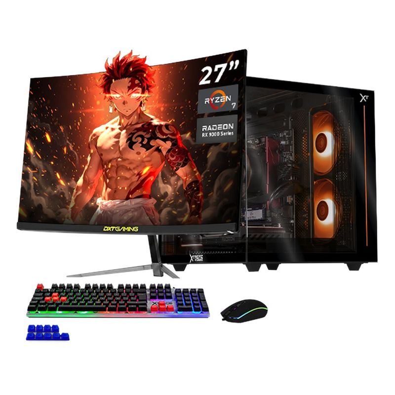 Xtreme pc ia rx 9060 xt ryzen 7 16gb 1tb monitor 27 black