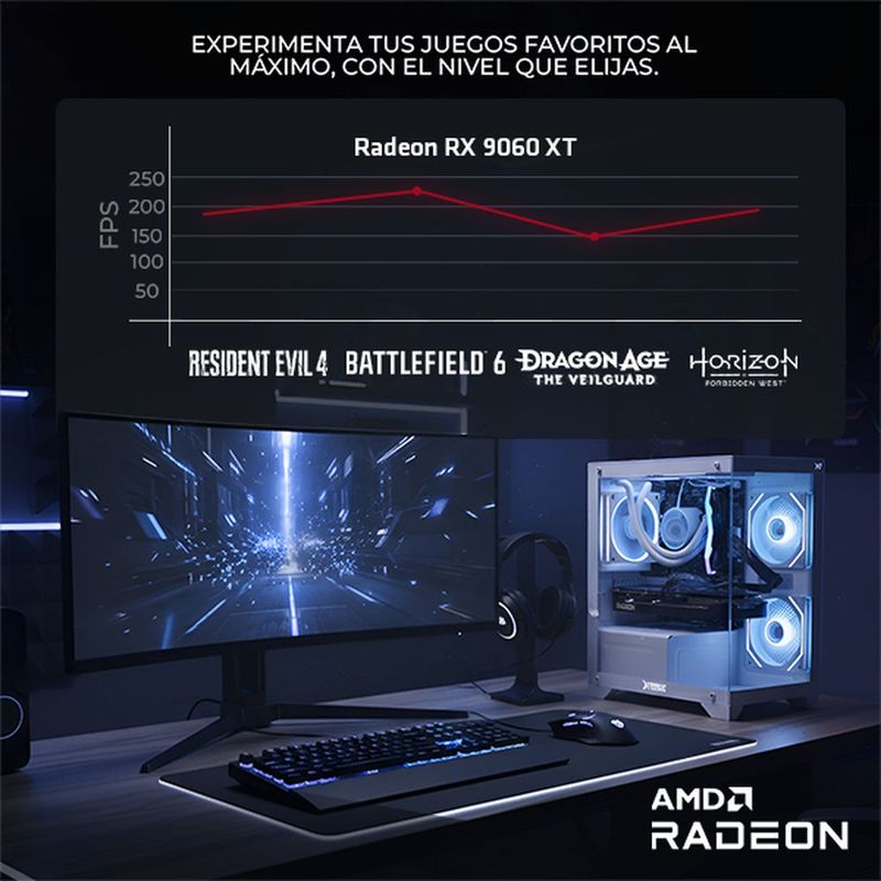 Xtreme pc ia rx 9060 xt ryzen 7 16gb 1tb monitor 27 white