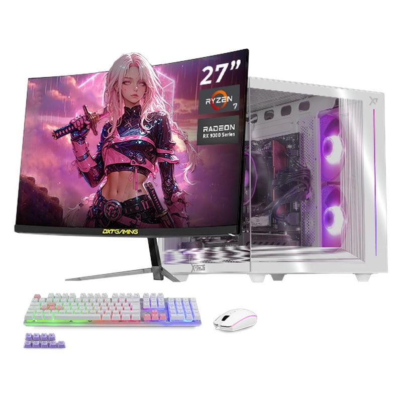 Xtreme pc ia rx 9060 xt ryzen 7 16gb 1tb monitor 27 white