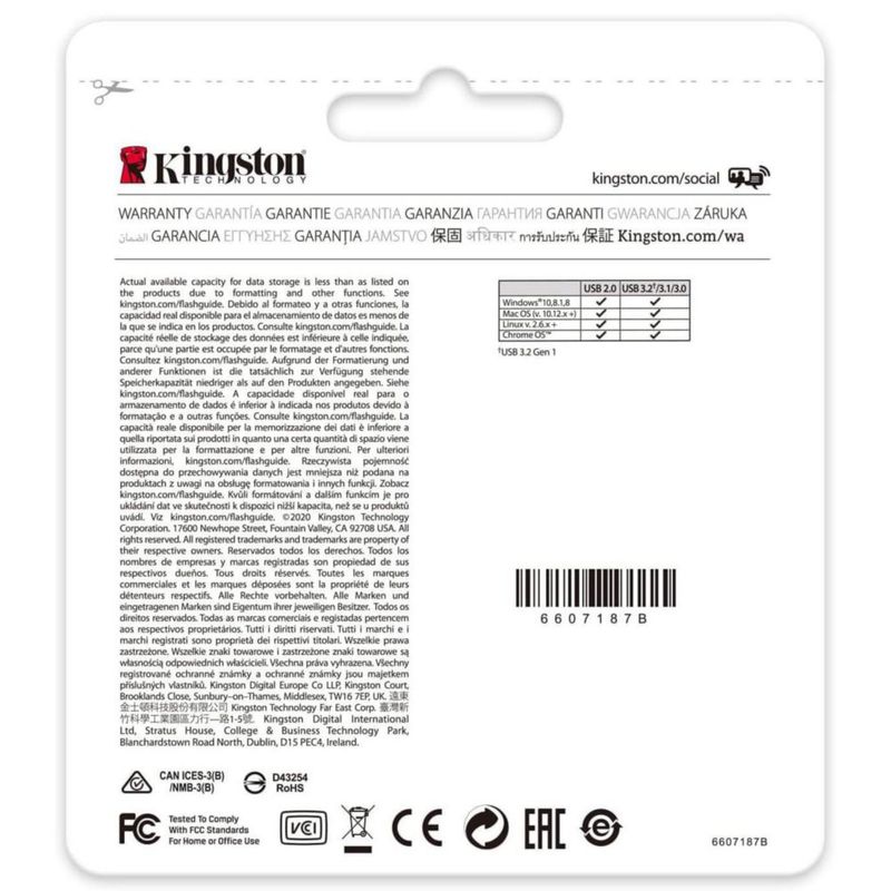 Memoria USB Kingston DataTraveler Kyson 64GB USB 3.2 Paquete de 3