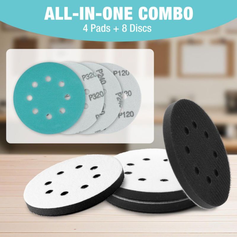 Almohadillas de Lijado WORKPRO 125 mm 80‑320 Granulometría 8‑agujeros